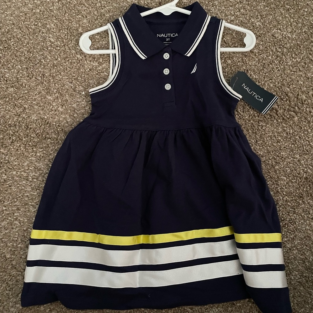 NWT Nautica Navy Blue Striped Dress
